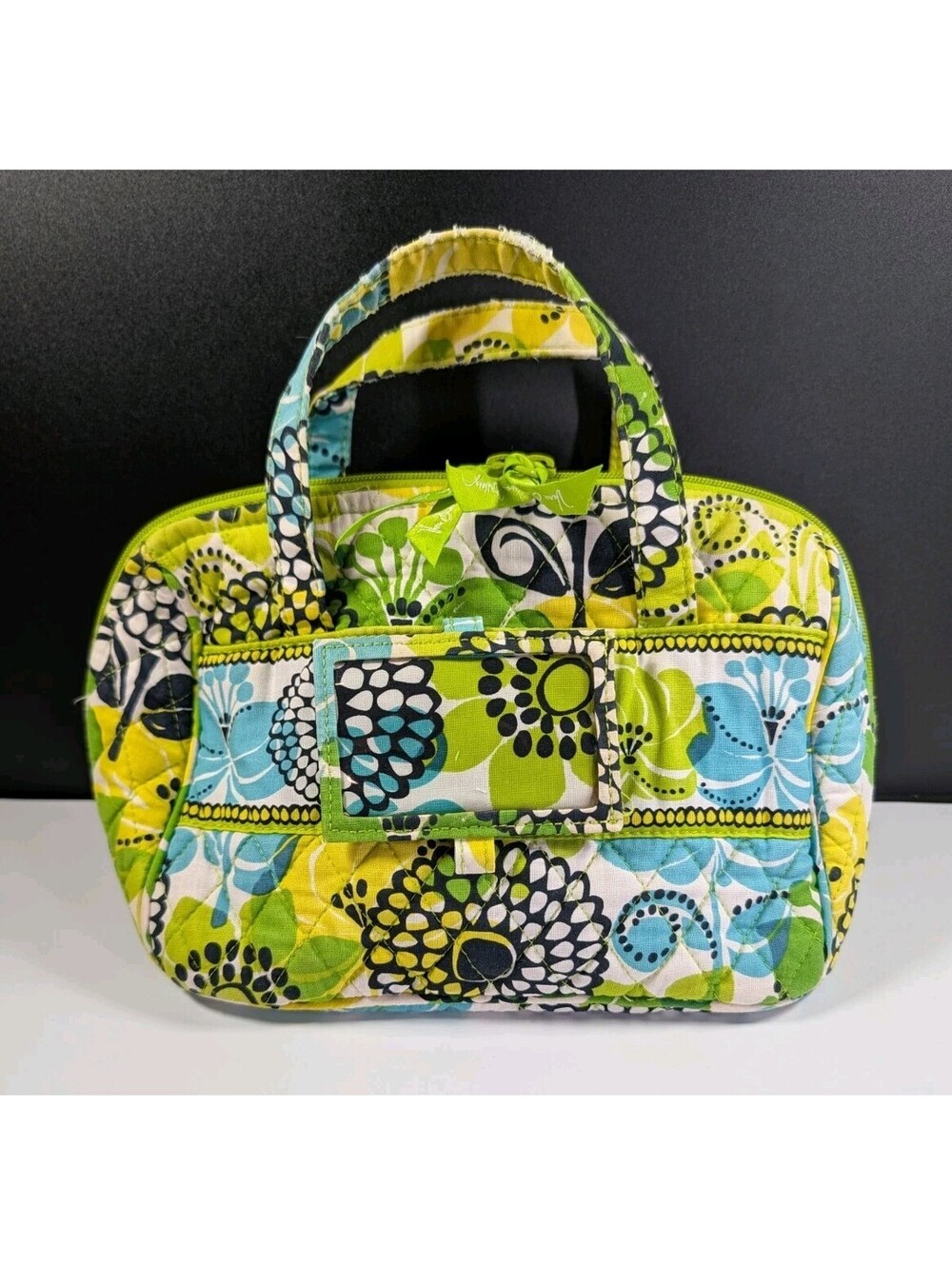 Vera Bradley Womens OS Green Blue Limes Up Lunch Break Insulated Cooler Tote Bag